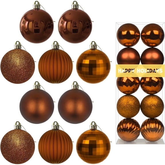 Bronze 2.5" Christmas Balls Christmas Tree Decoration Ornaments Shatterproof Hanging Balls for Birthday Halloween Holiday Wedding Decorations Set of 10pcs