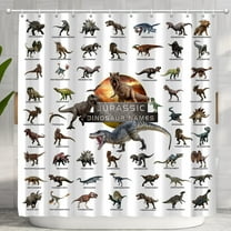 Kids Dinosaur Shower Curtain for Bathroom - Funny Jurassic Dino World Park Shower Curtain Sets Bathtub Decor with 12 Hooks Washable Durable Polyester Fabric 72"x72"