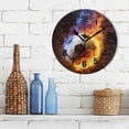 thumbnail image 3 of Yayeee 10" Wall Clock Battery Operated Quartz Round Silent Non-Ticking Home Decor, Fire Football Pattern, 3 of 6