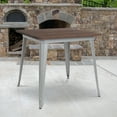 thumbnail image 2 of Flash Furniture Toby 31.5" Square Silver Metal Indoor Table with Walnut Rustic Wood Top, 2 of 6