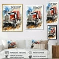 thumbnail image 4 of Designart "Heavy Duty Hauler Red Semi Truck I" Truck Floater Framed Wall Art Living Room, 4 of 7