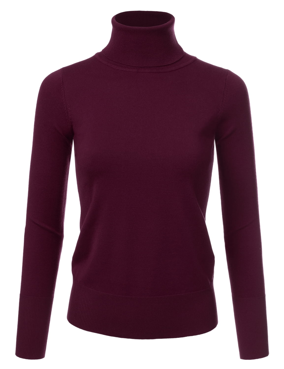 JJ Perfection Women's Stretch Knit Turtle Neck Long Sleeve Pullover ...