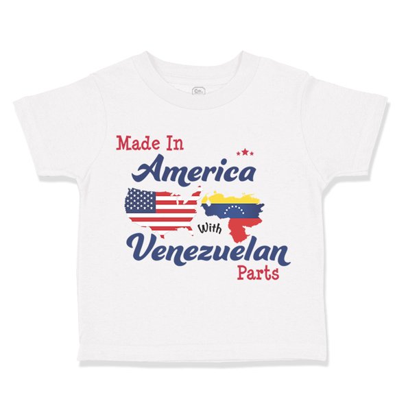 Toddler T-Shirt Made in America with Venezuelan Parts Boy & Girl Clothes Cotton Funny Tee A White 6 Months