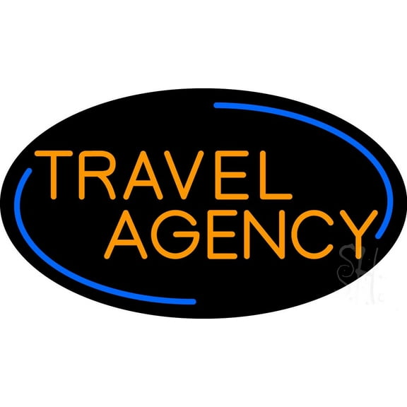 Orange Travel Agency LED Neon Sign 13 x 24 - inches, Black Square Cut Acrylic Backing, with Dimmer - Bright and Premium built indoor LED Neon Sign for Décor, Travel agency, Storefront.