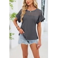 thumbnail image 6 of Gleelaud Women's Summer New Waffle Knit Lace Trim Short Sleeve Top - Crew Neck Loose Casual Blouse, 6 of 7