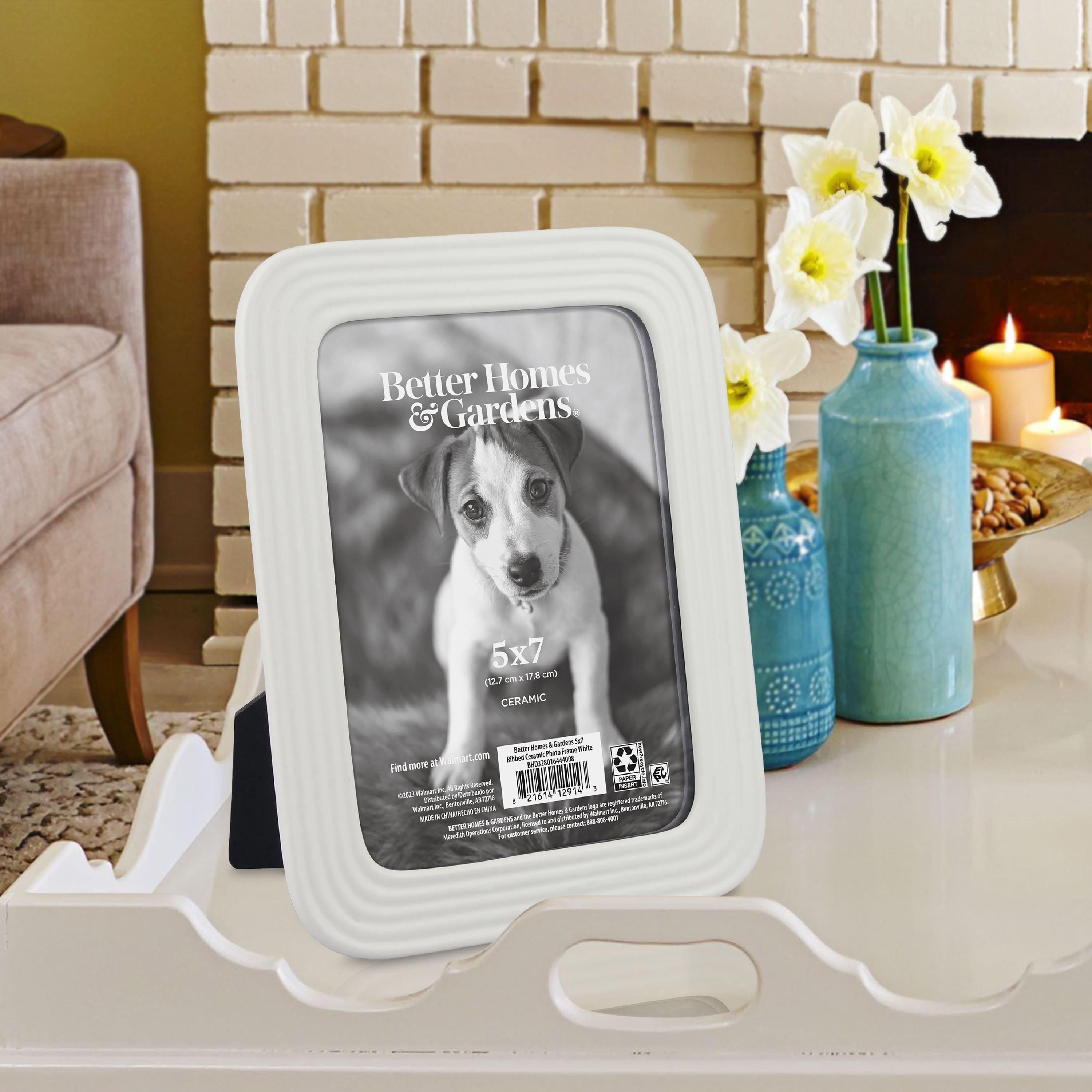 Better Homes & Gardens 5x7 Ceramic Tabletop Picture Frame, White