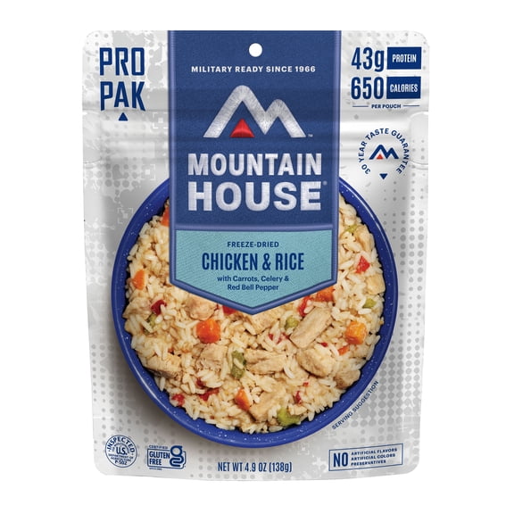 Mountain House Chicken & Rice Pro-Pak, Gluten-Free, Freeze-Dried Food, 1 Serving