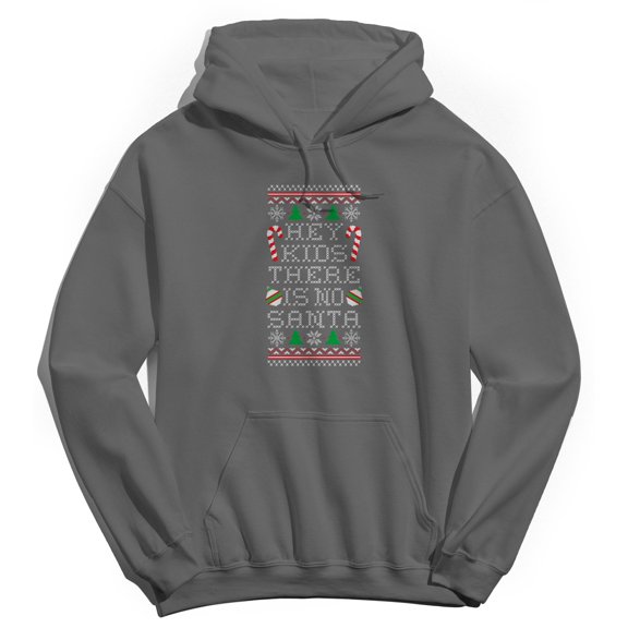 Christmas Holiday Hey Kids Sweater Print Graphic Charcoal Men's Cotton Pullover Hoodie