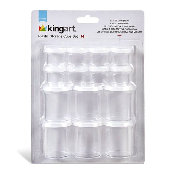 KINGART® Studio Multipurpose Plastic Storage Cups, Set of 14