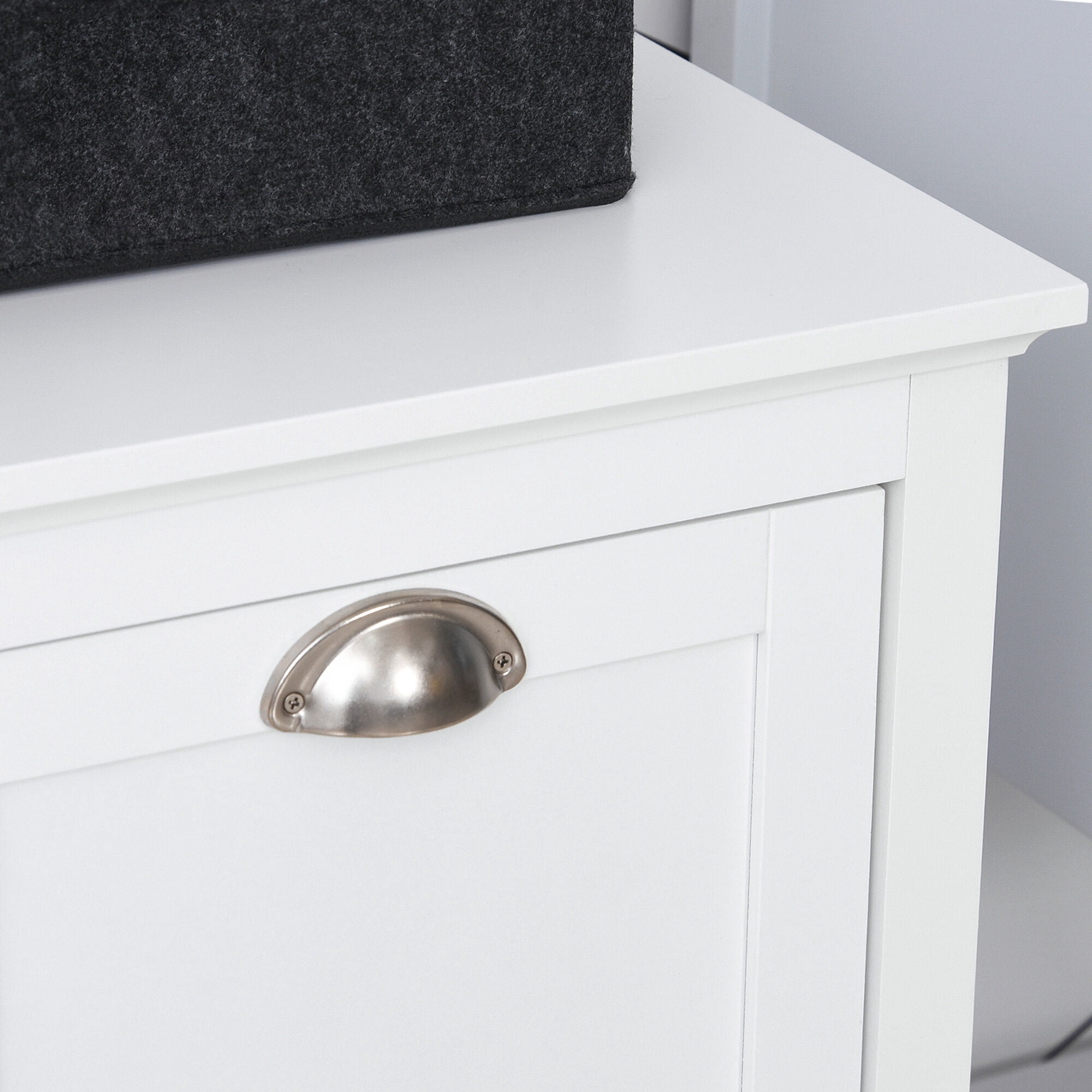 30" White Laundry Sorter Cabinet - Tilt-Out Hamper with 2 Storage Bins for Bathroom