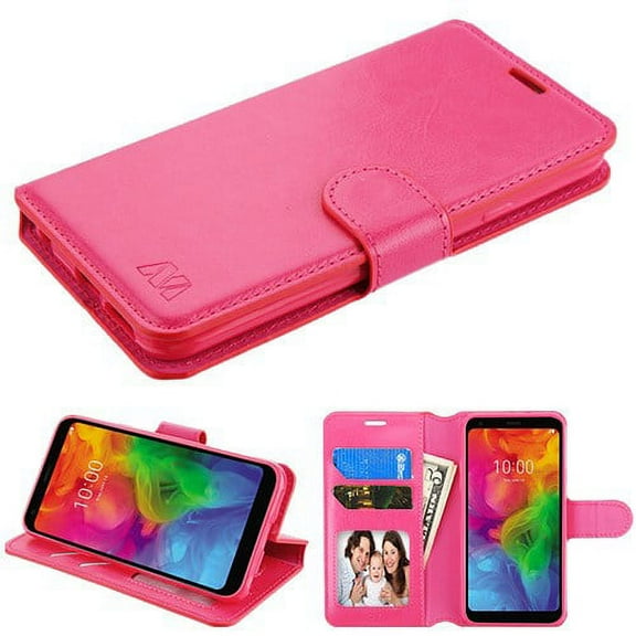 Cover for LG Q7, LG Q7  PU Leather Wallet with Credit Card Holder Storage Folio Flip Pouch Stand Phone Case Fit LG Q7 / Q7  [ Pink ]