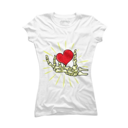 

I Steal Hearts Skeleton Hand Valentines Day Funny Pajama Juniors White Graphic Tee - Design By Humans M