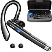 Bluetooth Headset, Wireless Bluetooth Earpiece with 400mAh Charging Case, Wireless Headset with Microphone for iOS Android Cell Phone, Hand-Free Headphones for Trucker, Office