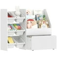 thumbnail image 1 of Qaba Bibliothèque pour Enfants et Rangement pour Jouets, Étagère à 3 Niveaux avec 6 Bacs, Blanc, 1 of 10
