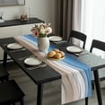 thumbnail image 2 of Blue Brown Table Runner 72 Inches Long, Gradient Geometric White Water Stripes Modern Kitchen Coffee Dining Table Decoration for Home Party Birthday Wedding Home Decor 14x72 Inches, 2 of 8