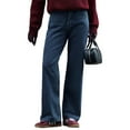 thumbnail image 3 of Women'S Loose Jeans, Wide Straight Leg High Waist Jeans, Y2K Pants Dark Blue M, 3 of 9