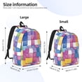 thumbnail image 2 of Casual Canvas Backpack Without Interlayer Large Capacity Stick Bag Design For Outdoor Shopping Office Outdoor Sports Aliceblue Colorful Houndstooth Hand-Drawn Sketch_2 Small, 2 of 7