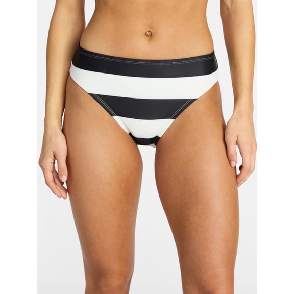 Time and Tru Women's Stripe a Pose Mid Rise Bikini Bottoms, Sizes XS-XL