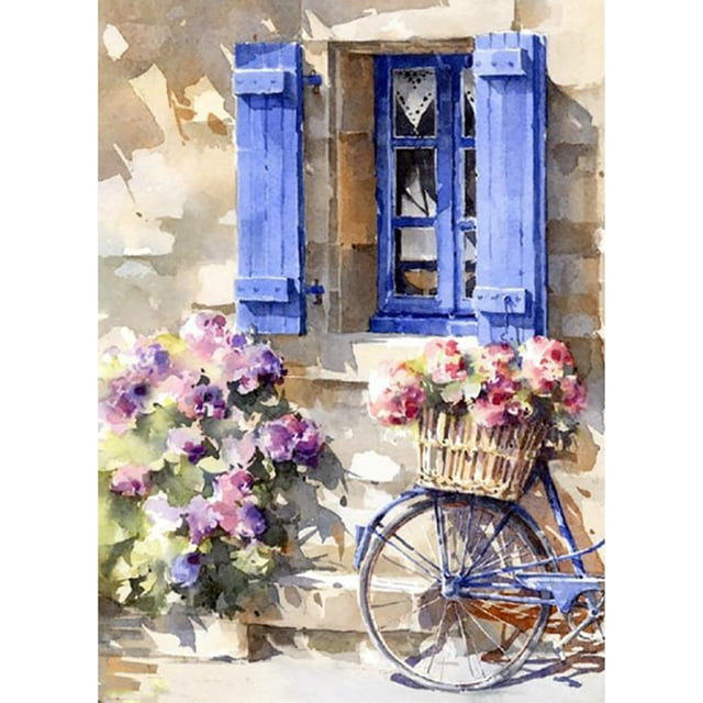 Cuadros Decorativos (DB5437) Diamante cuadrado Pintura de diamantes Bicicleta de jardín Mosaico Dibujo de diamantes de imitación (A404) 40x50cm Ehuebsd embutido en tela