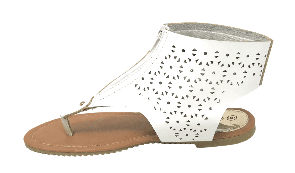 Victoria K Women's Laser Cutout Thong Front Sandals