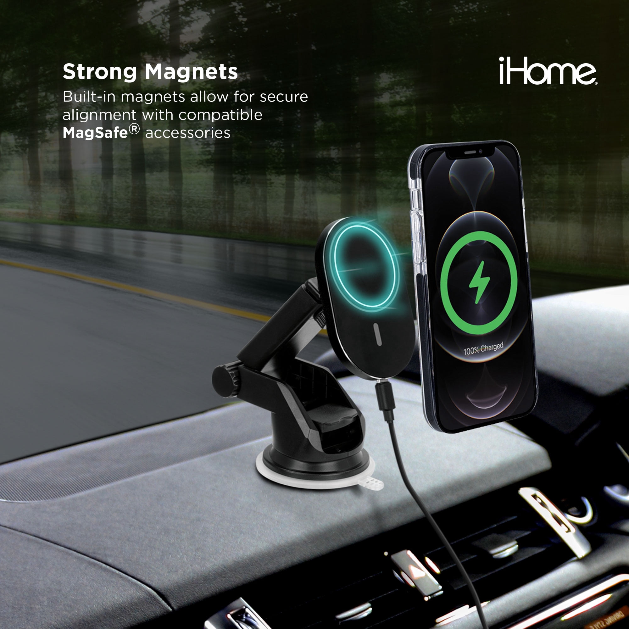 iHome Magnetic Silicone Velo Case: Premium Silicone, Lightweight, Ultra Slim, Shock Absorbent Velo Protective Case, MagSafe Compatible (iPhone 12 Pro Max, Black)