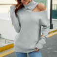 thumbnail image 3 of Vedolay Cropped Sweaters for Women Casual Sweaters Long Sleeve Crew Neck Ribbed Knit Pullover Tops,Gray L, 3 of 5
