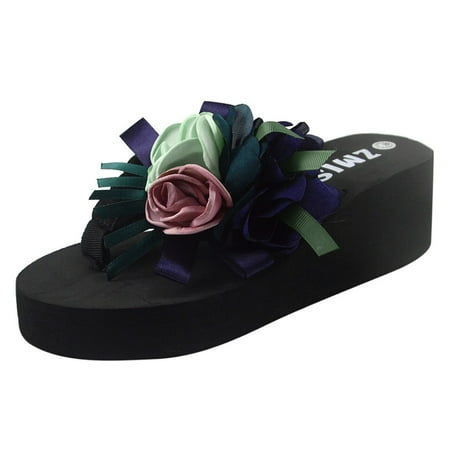 

knqrhpse slippers for women Flowers Beach Breathable Sandals Home Slipper Flip-Flops Wedges Shoes womens slippers house slippers for women