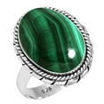 thumbnail image 1 of 925 Silver Ring For Women - Teens Green Real Malachite Stone Silver Ring Size 5 May Birthstone Simple Silver Ring Size 5 Gift For Wife On Halloween 925 Silver Jewelry With Gemstone, 1 of 6