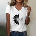 thumbnail image 2 of Plus Size Womens Clothes Womens Floral Tops Short Sleeve, Women's Sunshade Summer T Shirt Plus Size Loose Top Top Girls Short Sleeve Graphic Casual V Neck T Shirt White, L, 2 of 4