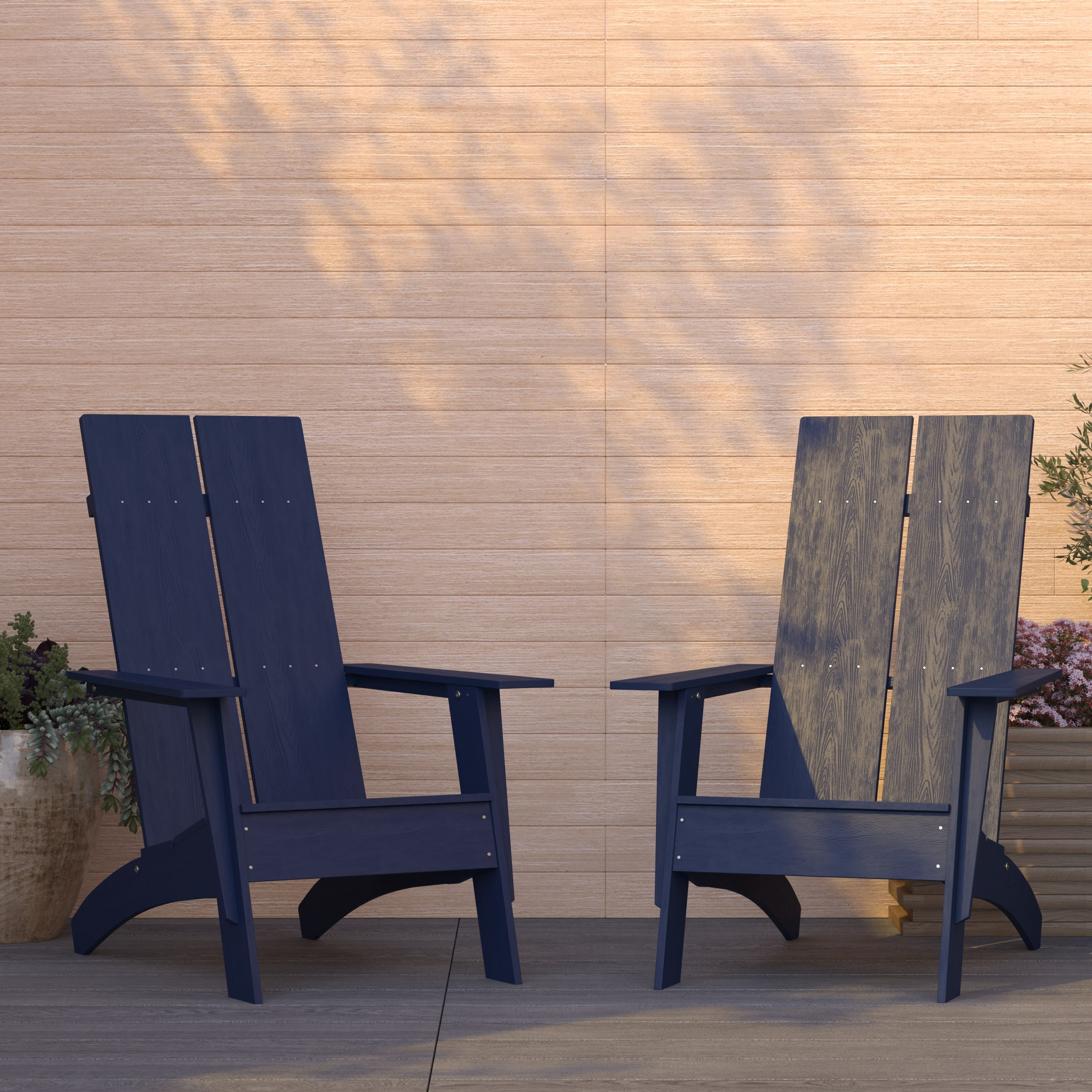 Merrick Lane Set of 2 Modern AllWeather Poly Resin Wood Adirondack