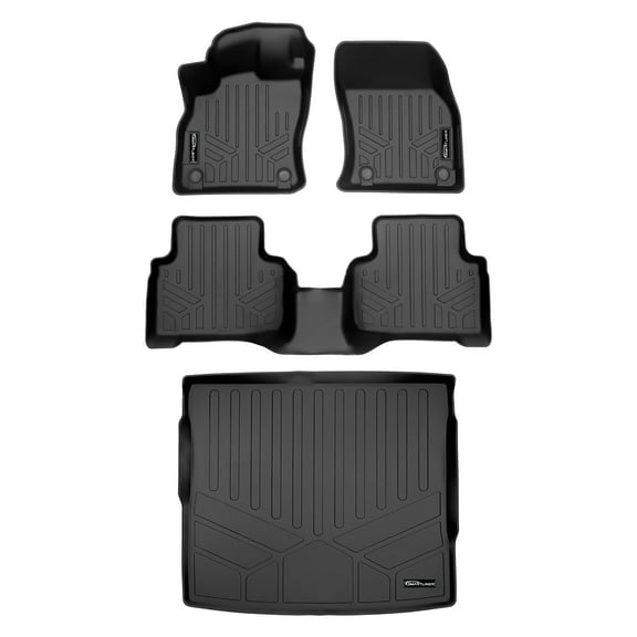 SMARTLINER Custom Fit All Weather 2 Row Black Floor Mats and Cargo Liner Set Compatible With 2019-2025 Audi Q3