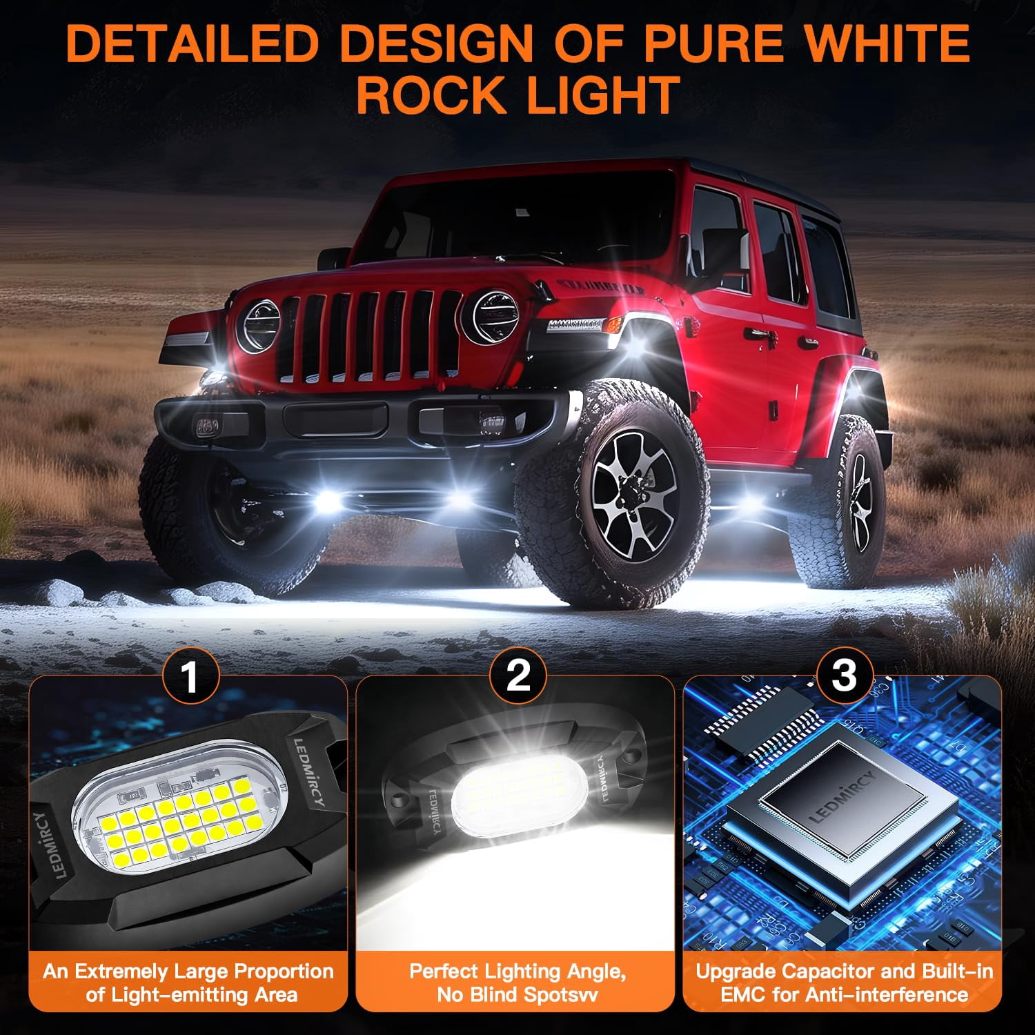 White Rock Lights, R6 LED Pure White Rock Lights 12PCS with Rocker Switch Wire Harness Kit for Trucks UTV Off Road Boat ATV Luces para Carro Super Bright High Power Light Waterproof Shockproof