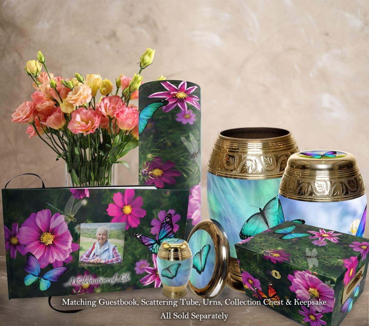 Magical Garden Matching Themed 'Celebration of Life' Guest Book for Funeral or Memorial Service Funeral Guest Book with Photo Slot