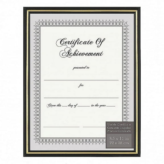 Black Metallic-look Document frame w Gold accent by Gallery Solutions - 8.5x11