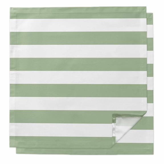 Cloth Napkins Set of 2 - 20x20 Inches, Sage Green Striped Washable Reusable Table Napkins, Farmhouse Sage Green Stripes Soft & Absortbent Dining Napkin for Party Wedding Hotel Restaurant
