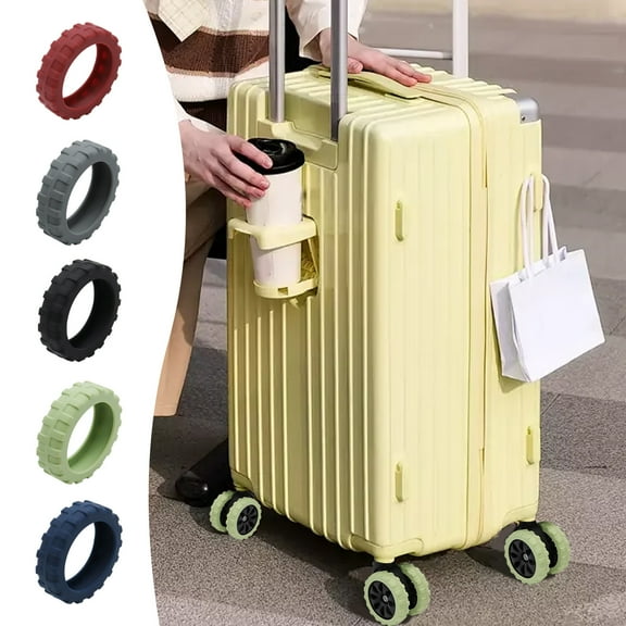 Blukids 4Pcs Luggage Wheel Covers, Suitcase Wheels Cover, Luggage Wheel Protector, Carry-on Luggage Caster Silicone Cover, Luggage Spinner Wheels Silicone Case with Wear-resistant, Anti-noise（Black)