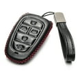 thumbnail image 2 of Vitodeco Leather Smart Key Fob Case Cover Protector Compatible with Tucson, Santa FE, Sonata, Nexo (2019 - 2024 Models) - 5-Button, Black/Red, 2 of 5