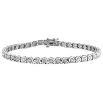 Sterling Silver Real Round Damond 1 Row Miracle Set 8.25" Tennis Bracelet 3/4 CT