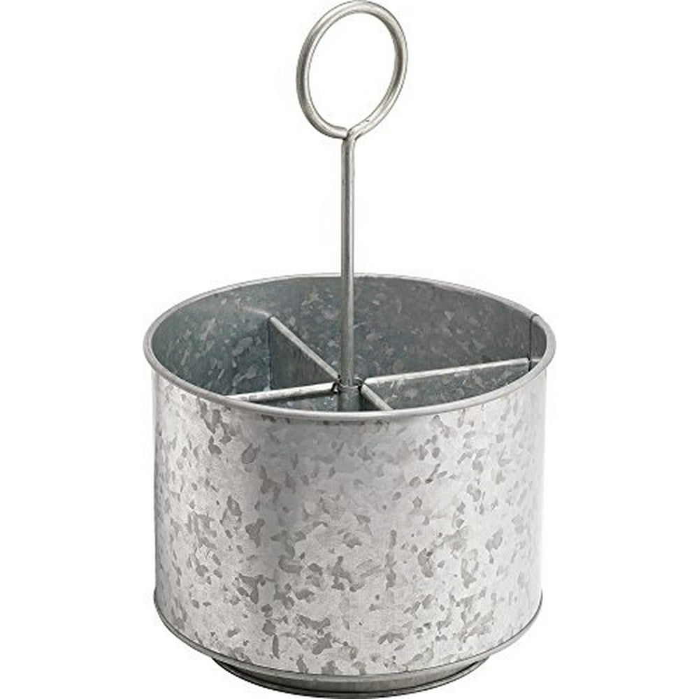 KOVOT Galvanized Rotating Utensil Caddy & Organizer Rustic & Country
