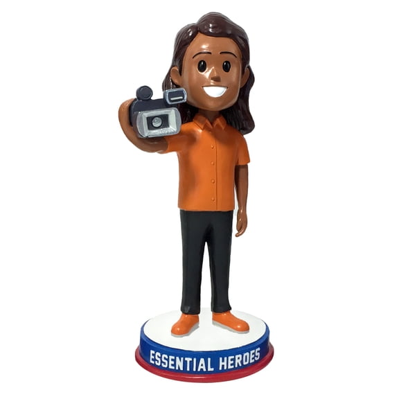 Videographer Photographer Essential Heroes Bobblehead Female Dark Skin Tone