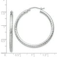 thumbnail image 2 of Beautiful Sterling Silver Rhodium-plated 2.25mm D/C Hoop Earrings, 2 of 2