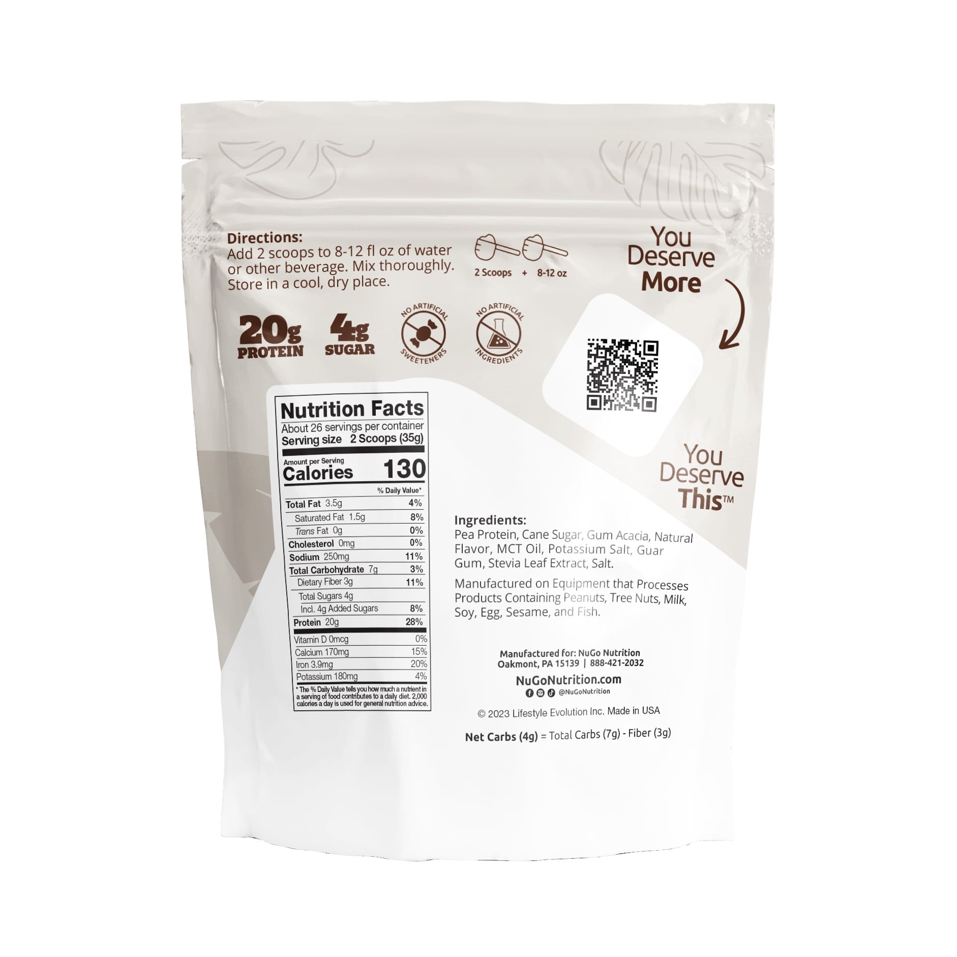 NuGo Plant Protein Powder Vanilla 20g Vegan Pea Protein Gluten Free 2 lbs
