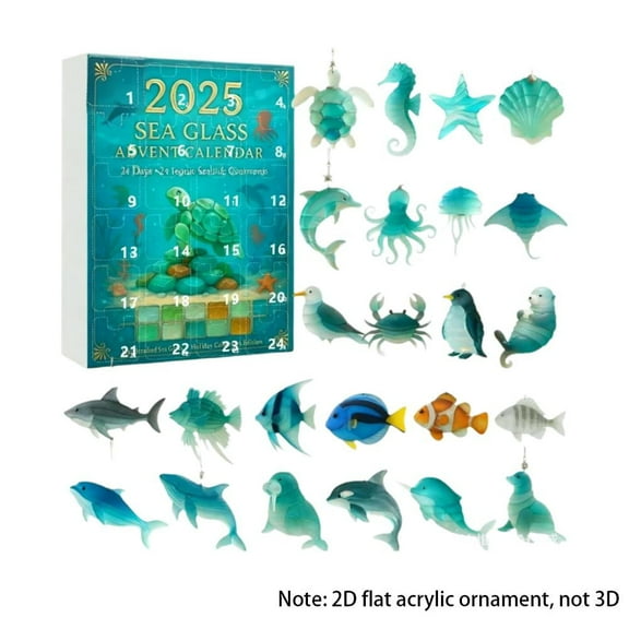 LUVCLS Ocean Life Advent Calendar – 24-Day Marine Animal Countdown Calendar with Acrylic Charms, Educational Holiday Gift for Kids