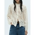 thumbnail image 3 of Womens Embroidered Button Down Shirt Long Sleeve Blouse Casual Top  L, 3 of 7