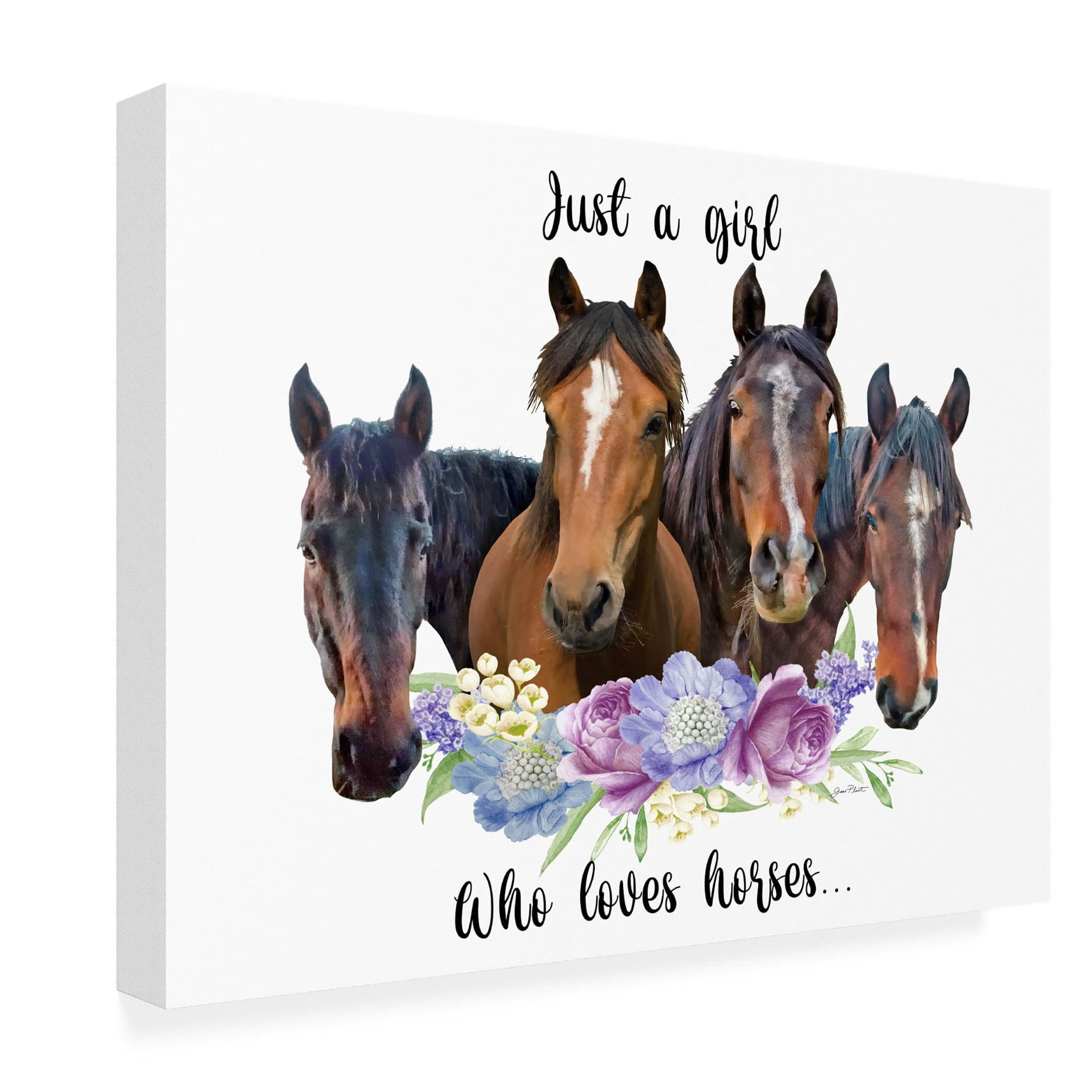 Canvas Wall Art - Jean Plout 'Just A Girl Who Loves Horses A' Wall Art for Living Room, Bedroom, or Office DÃ©cor by Trademark Fine Art - 24 x 18 Inches