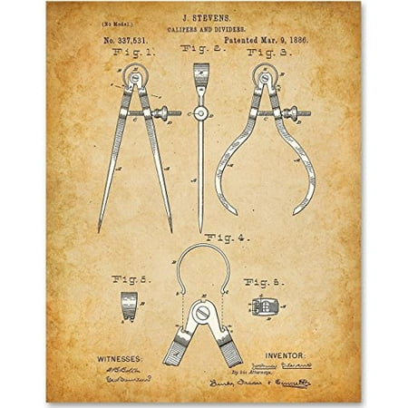 Architect Gift - Calipers and Dividers - 11x14 Unframed Patent Print - Great Gift for Architects, Engineers and Designers