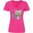 thumbnail image 3 of Inktastic Hipster Raccoon, Raccoon With Glasses, Flowers Women's V-Neck T-Shirt, 3 of 5