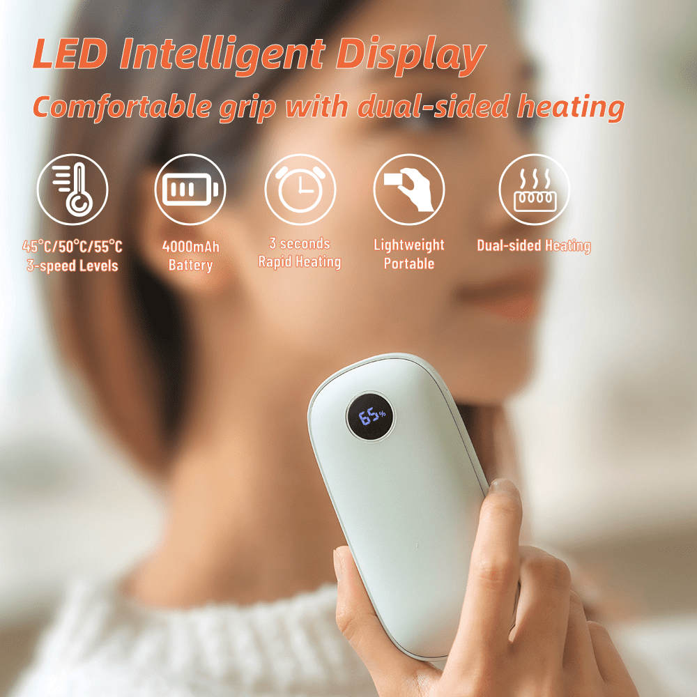 4000mAh Hand Warmer Rechargeable Electric Portable Pocket Heater Chemical Hand and Foot Warmer, 1-Pack