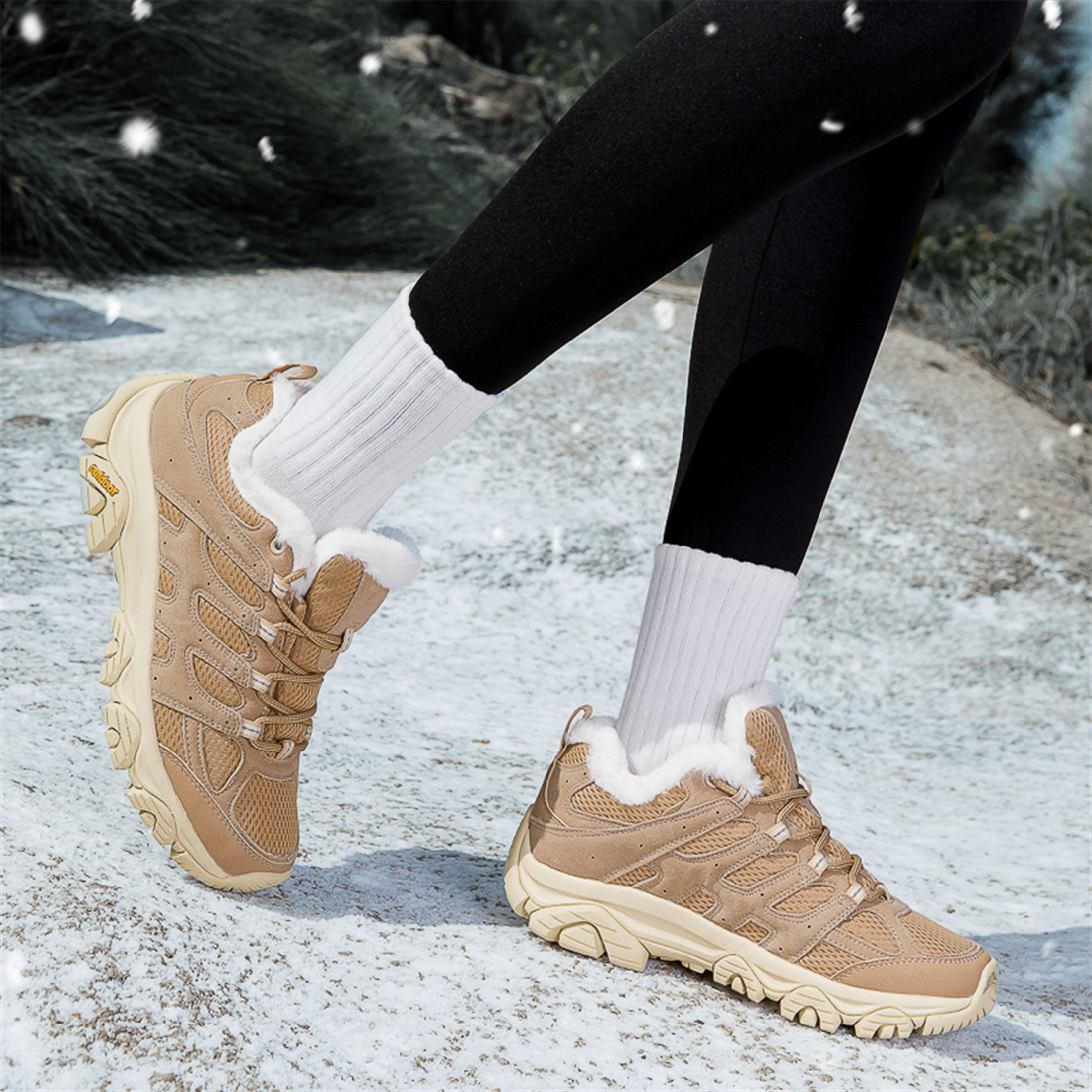 YOURDIARY Womens Mens Winter Hiking Shoes Comfortable Warm Walking Shoes