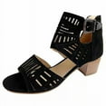 thumbnail image 3 of Peep Toe High Heel with Buckle Ankle Large Size Decor Rhinestone Fashion Durable Suit for Women, 3 of 5
